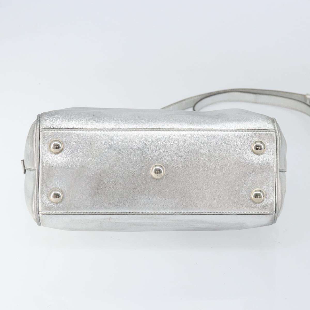 SAINT LAURENT Hand Bag Leather 2way Silver 297957 Auth bs31199