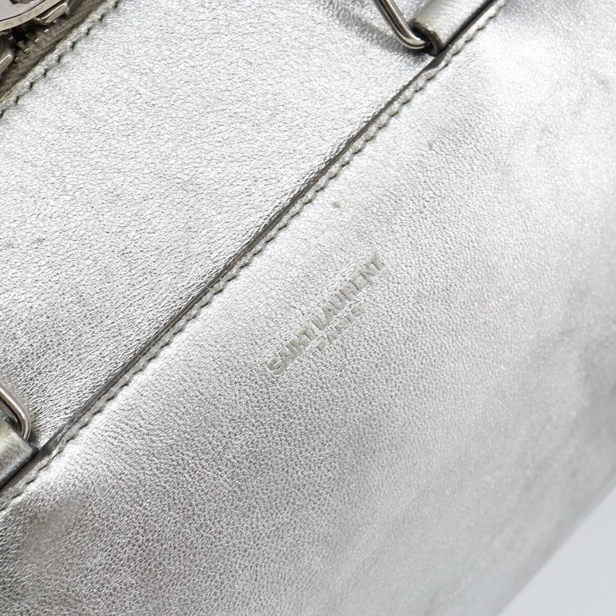 SAINT LAURENT Hand Bag Leather 2way Silver 297957 Auth bs31199