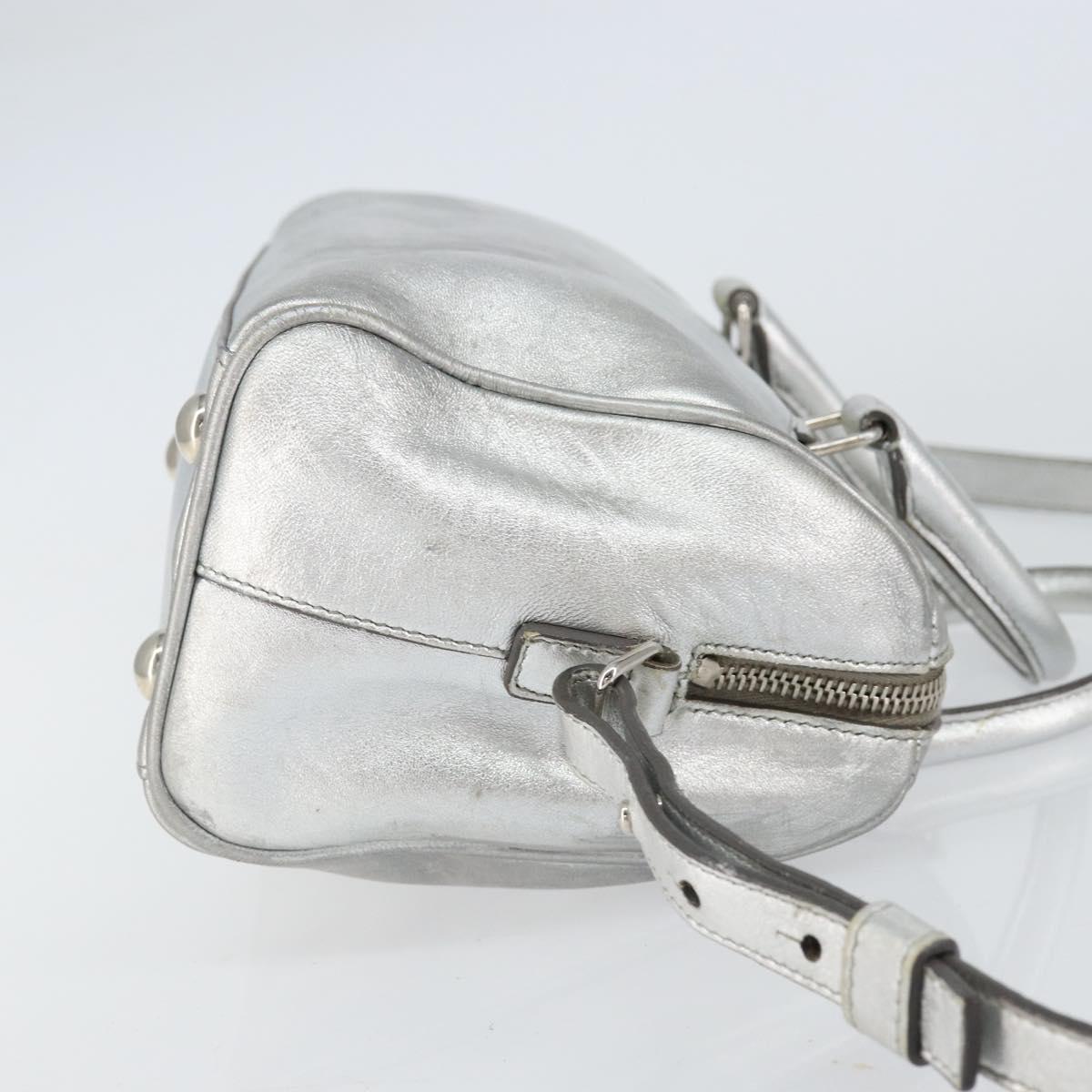SAINT LAURENT Hand Bag Leather 2way Silver 297957 Auth bs31199