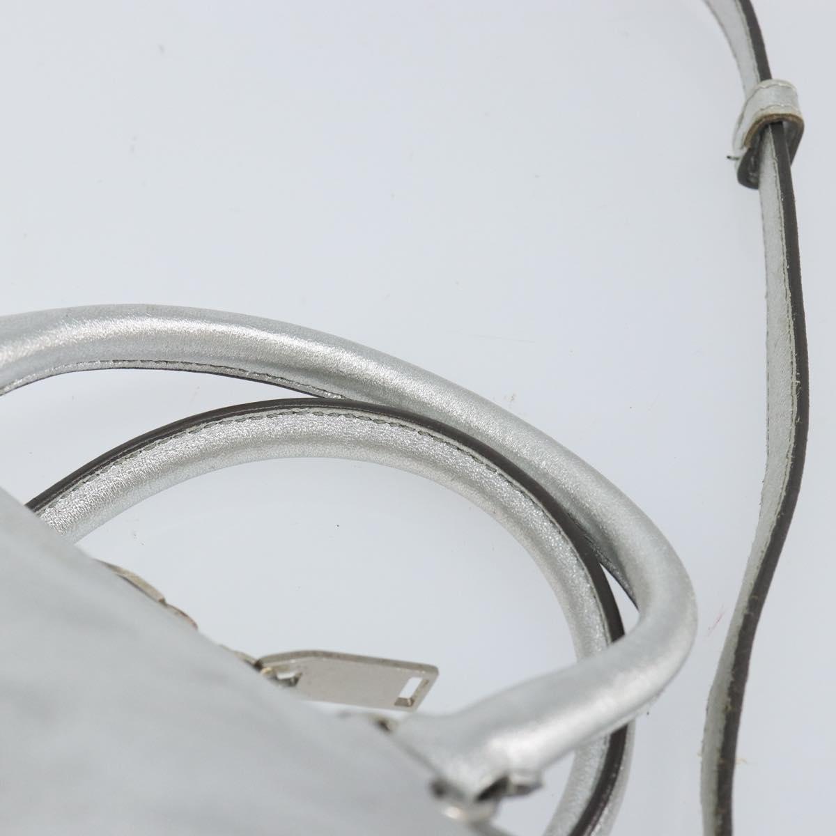 SAINT LAURENT Hand Bag Leather 2way Silver 297957 Auth bs31199