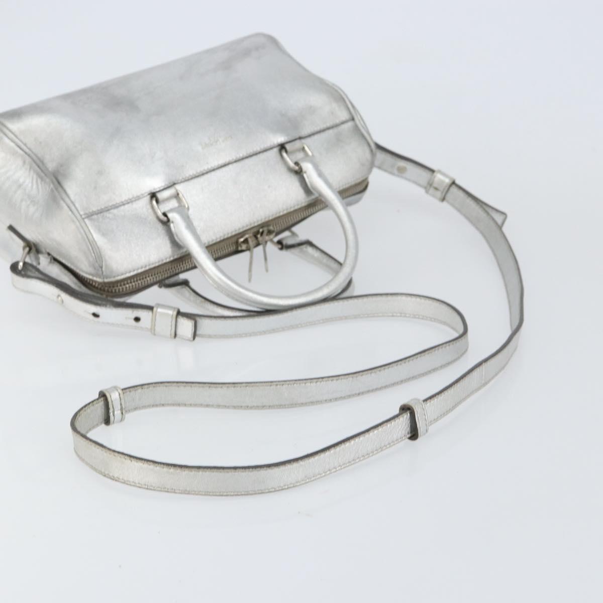 SAINT LAURENT Hand Bag Leather 2way Silver 297957 Auth bs31199