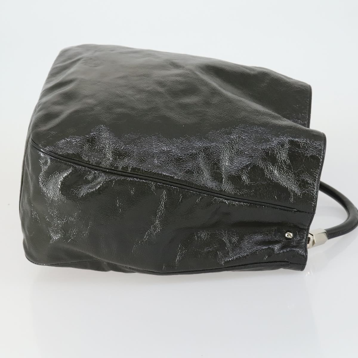 SAINT LAURENT Shoulder Bag Enamel Khaki Silver Auth bs31200