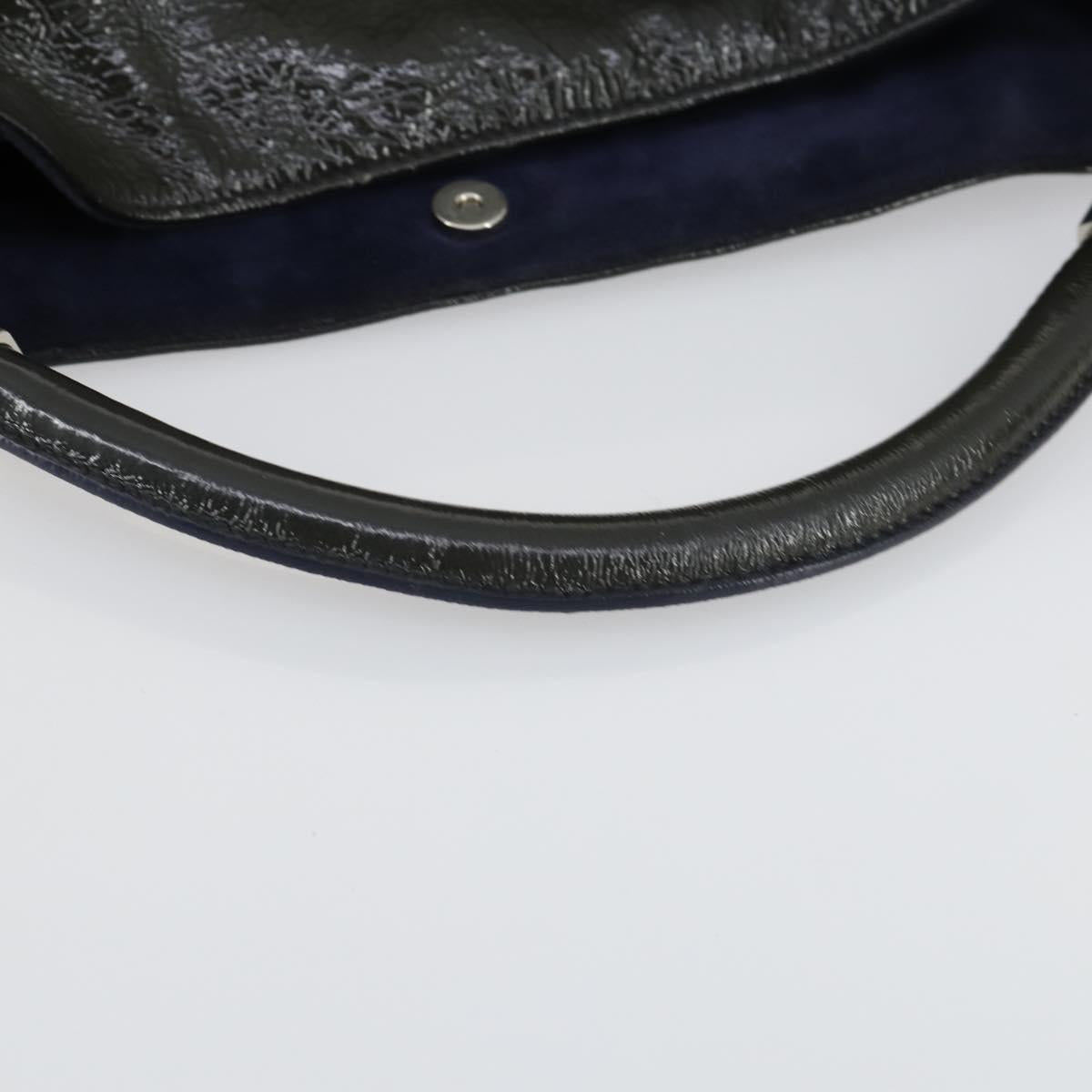 SAINT LAURENT Shoulder Bag Enamel Khaki Silver Auth bs31200