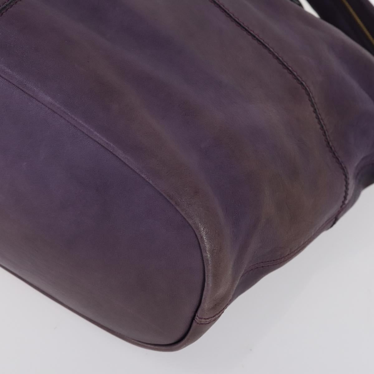 GIVENCHY Hand Bag Leather 2way Purple Gold Auth bs31201