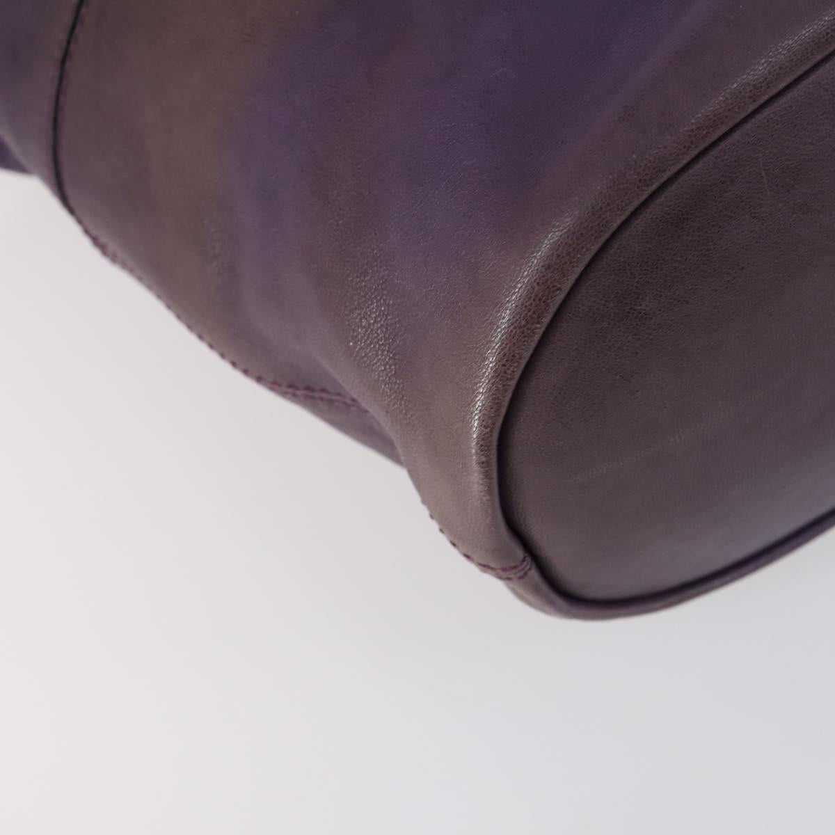 GIVENCHY Hand Bag Leather 2way Purple Gold Auth bs31201