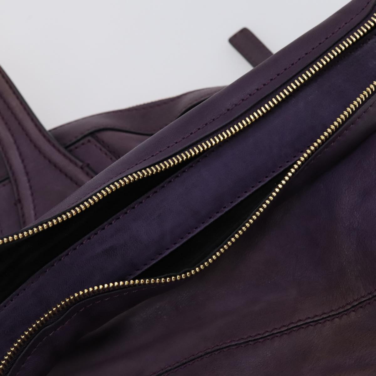 GIVENCHY Hand Bag Leather 2way Purple Gold Auth bs31201