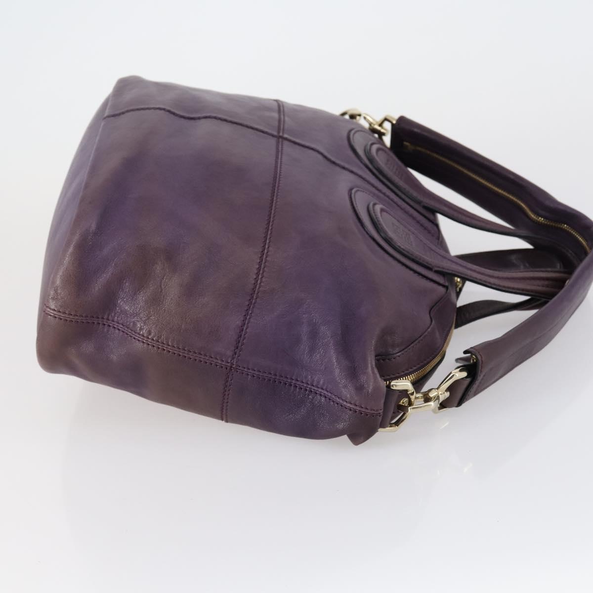 GIVENCHY Hand Bag Leather 2way Purple Gold Auth bs31201