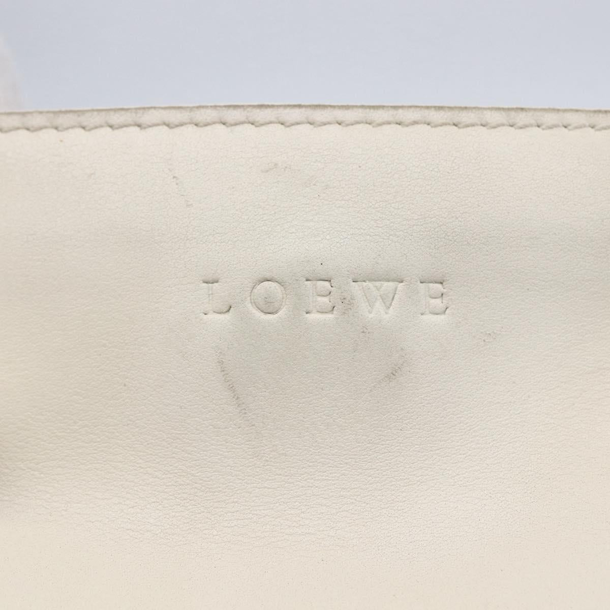 LOEWE Shoulder Bag Leather White Silver Auth bs31203