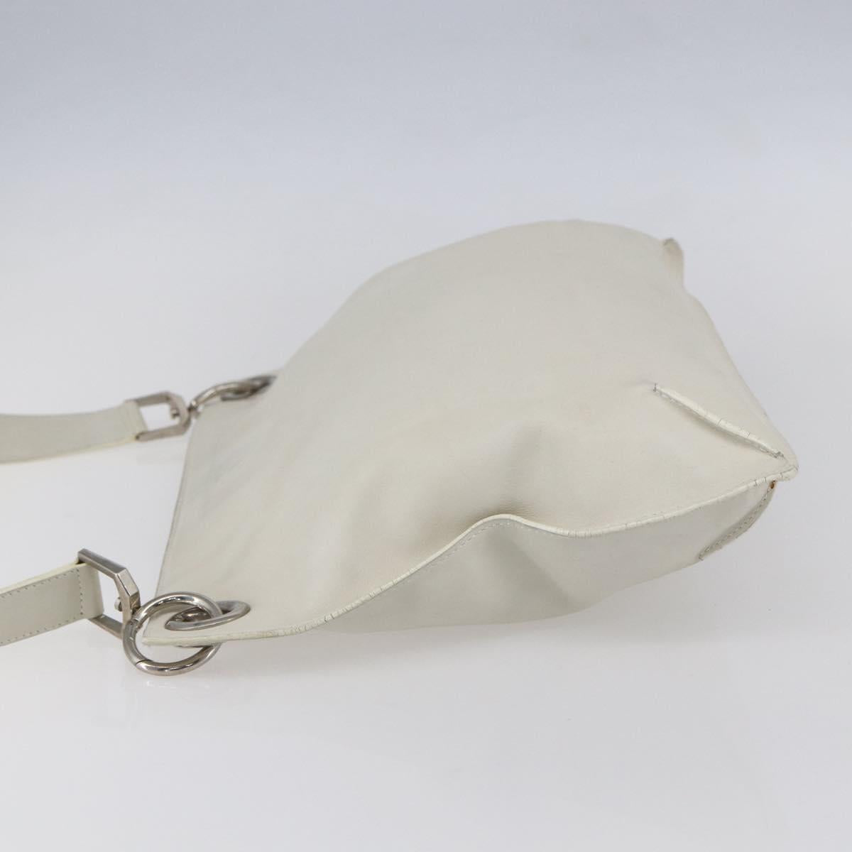 LOEWE Shoulder Bag Leather White Silver Auth bs31203