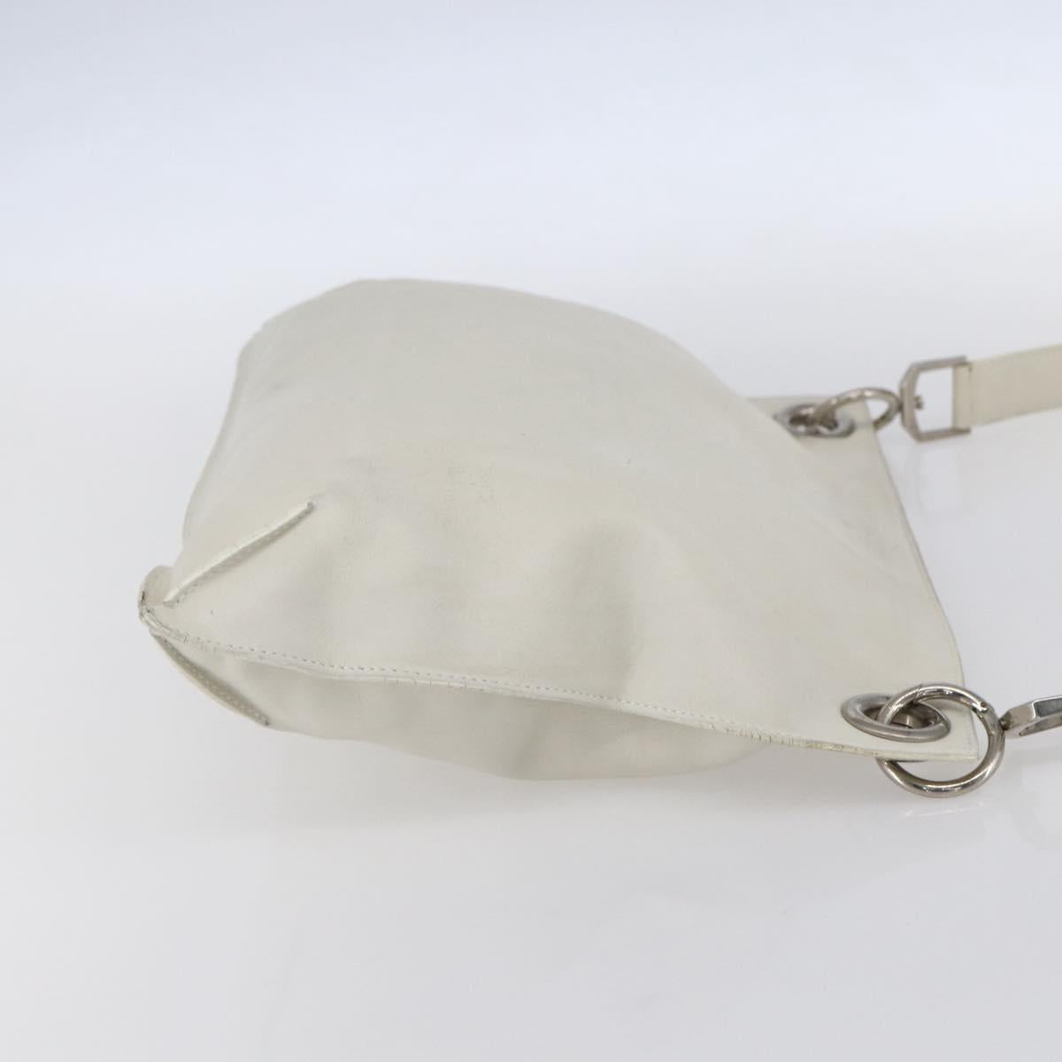 LOEWE Shoulder Bag Leather White Silver Auth bs31203