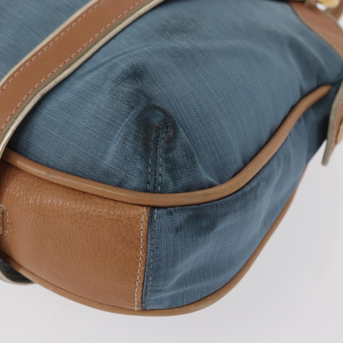 LOEWE Anagram Hand Bag Nylon Blue Gold Auth bs31204