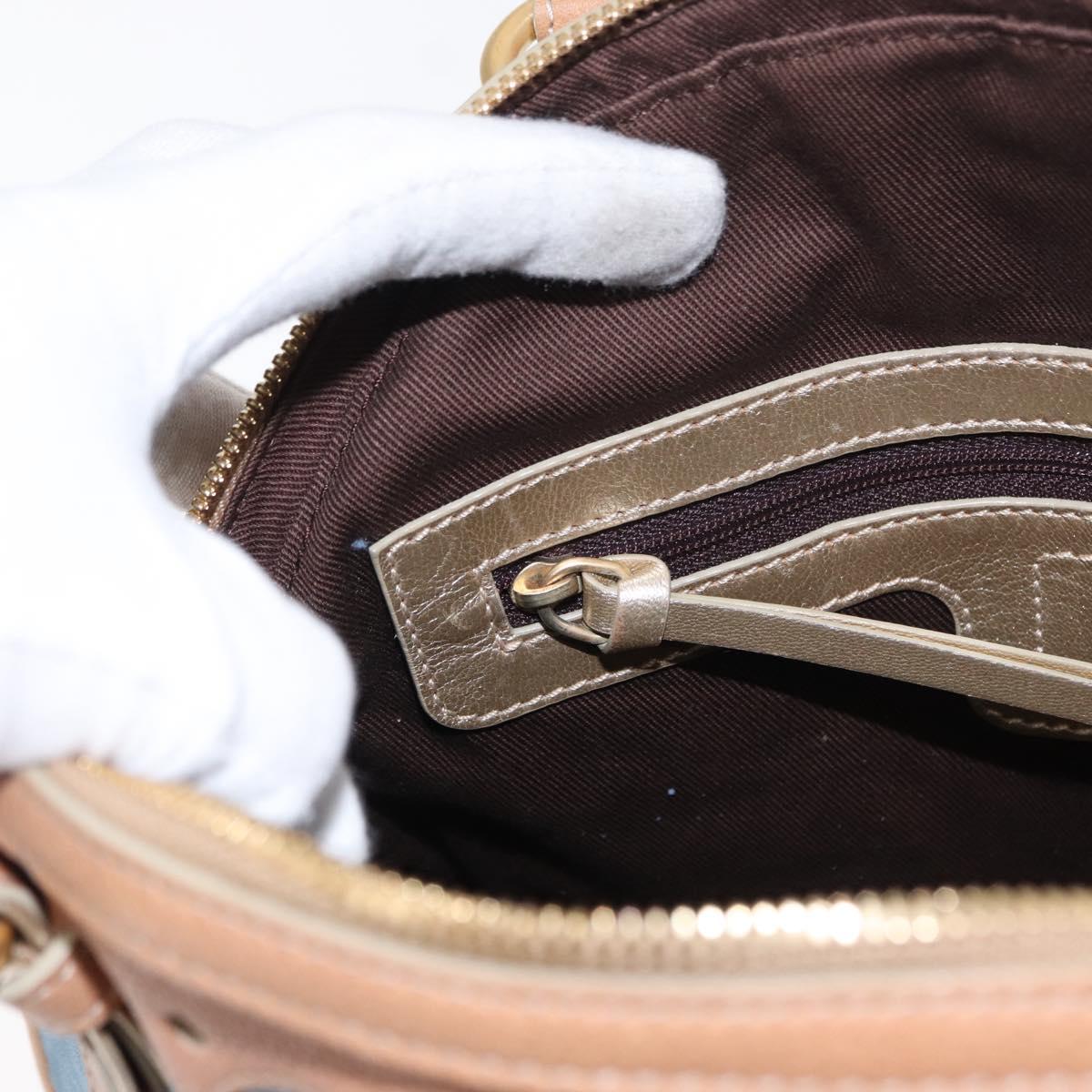 LOEWE Anagram Hand Bag Nylon Blue Gold Auth bs31204