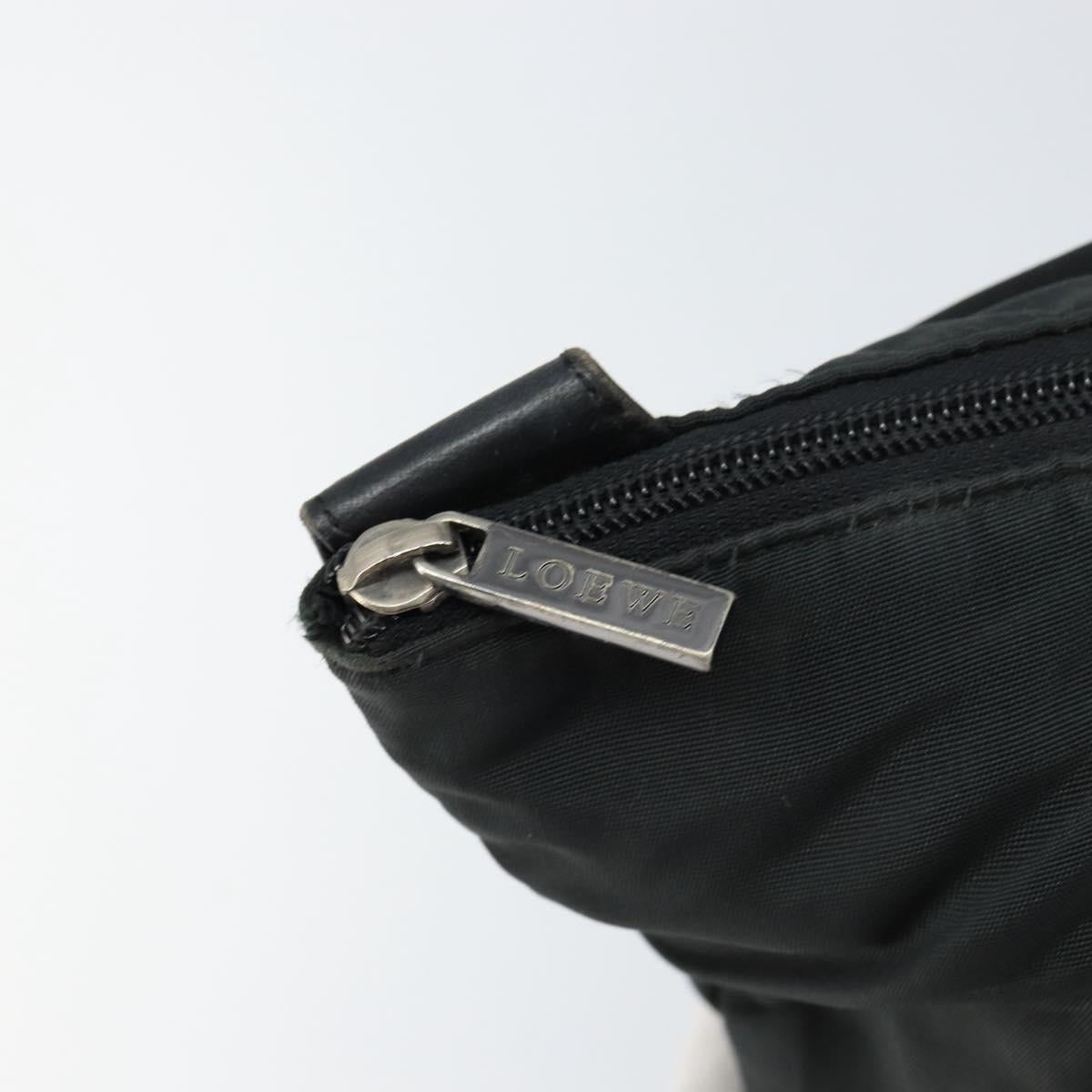 LOEWE Tote Bag Nylon Leather Black Silver Auth bs31205