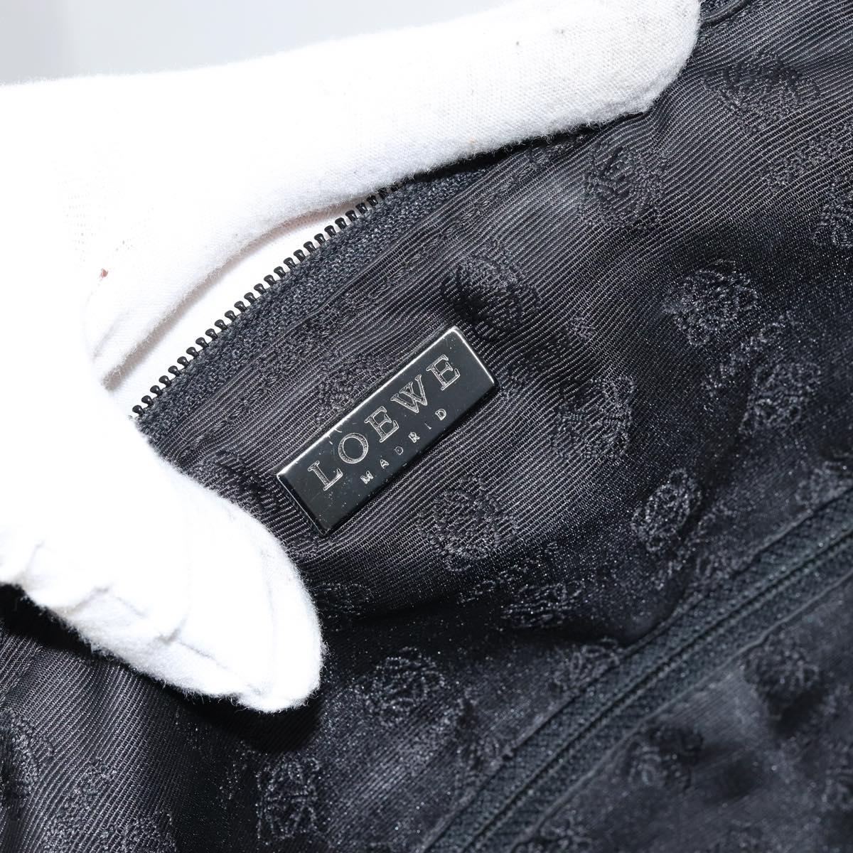 LOEWE Tote Bag Nylon Leather Black Silver Auth bs31205