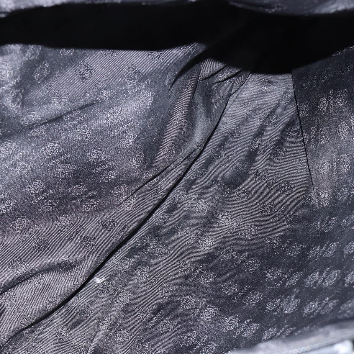 LOEWE Tote Bag Nylon Leather Black Silver Auth bs31205