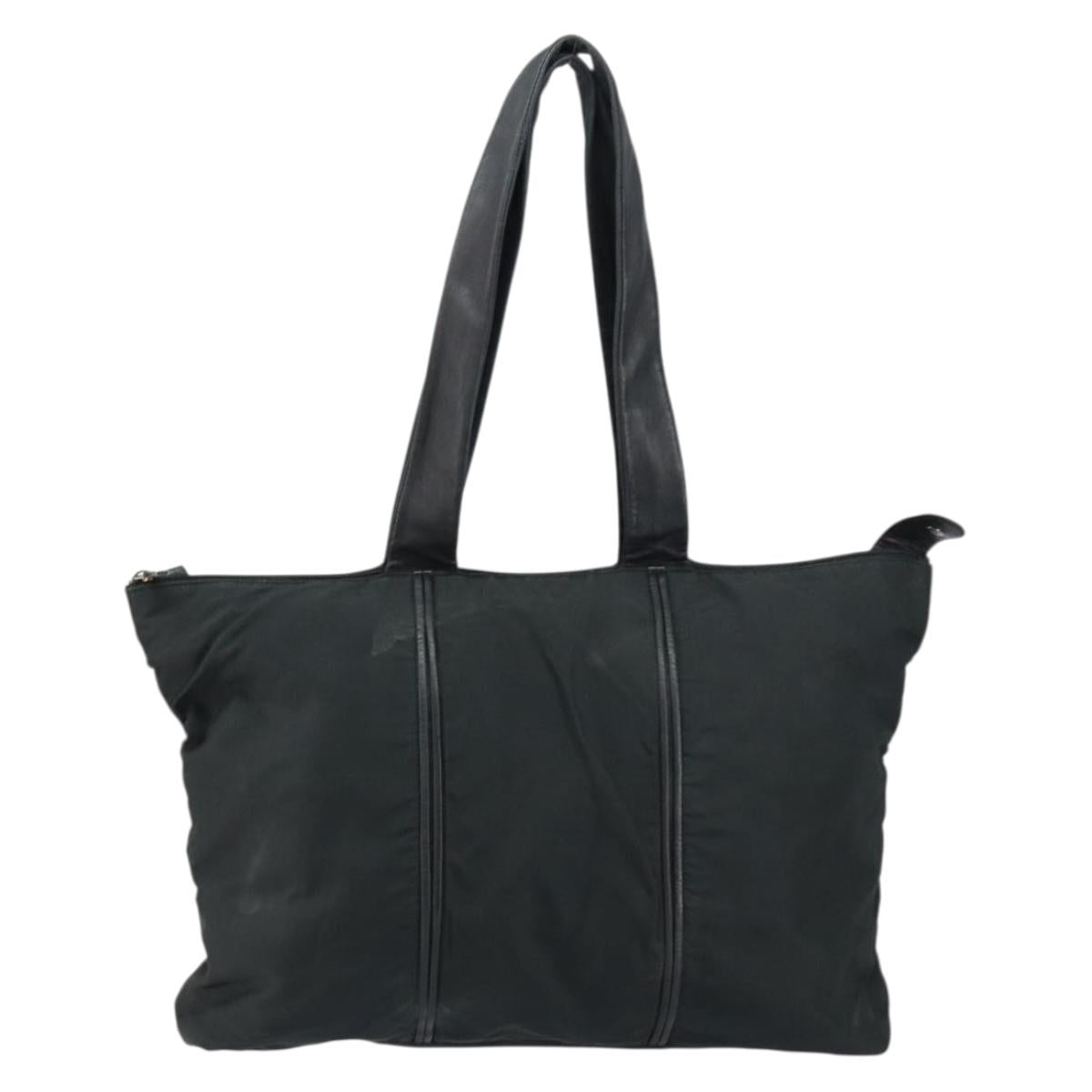 LOEWE Tote Bag Nylon Leather Black Silver Auth bs31205