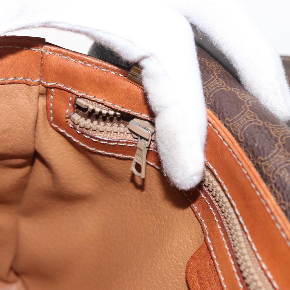 CELINE Macadam Canvas Shoulder Bag PVC Leather Brown Gold Auth bs31208