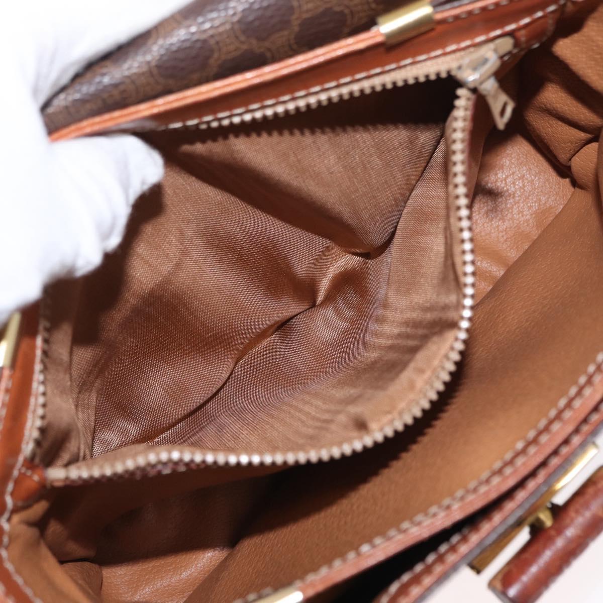 CELINE Macadam Canvas Shoulder Bag PVC Leather Brown Gold Auth bs31208