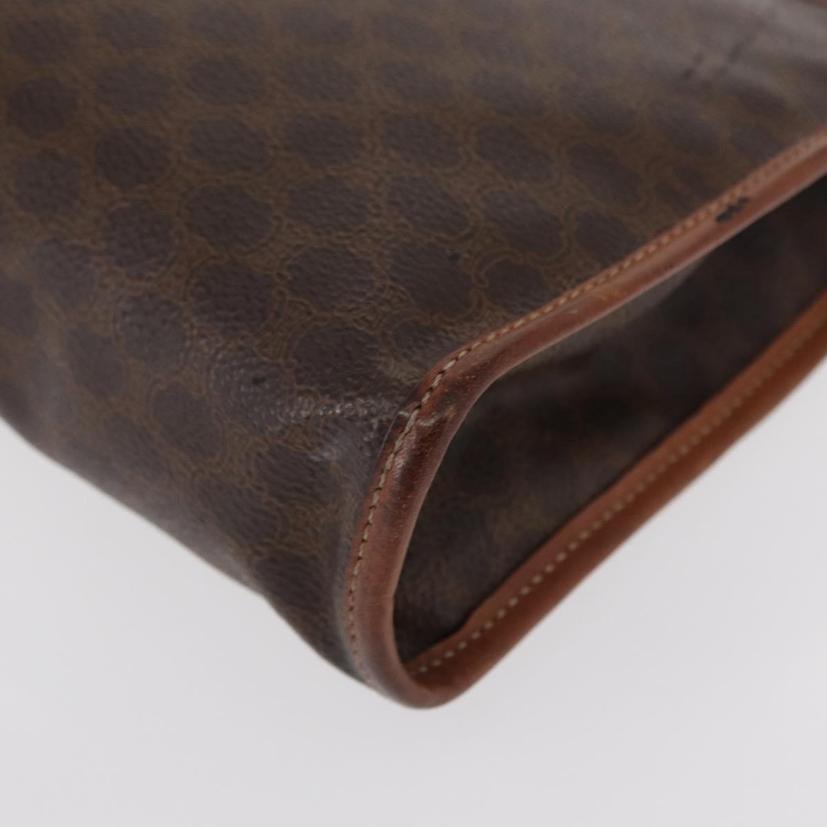 CELINE Macadam Canvas Clutch Bag PVC Leather Brown Gold Auth bs31209