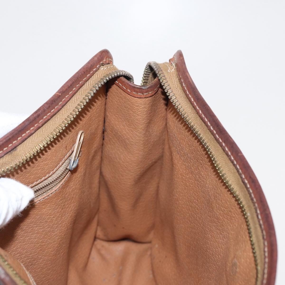 CELINE Macadam Canvas Clutch Bag PVC Leather Brown Gold Auth bs31209