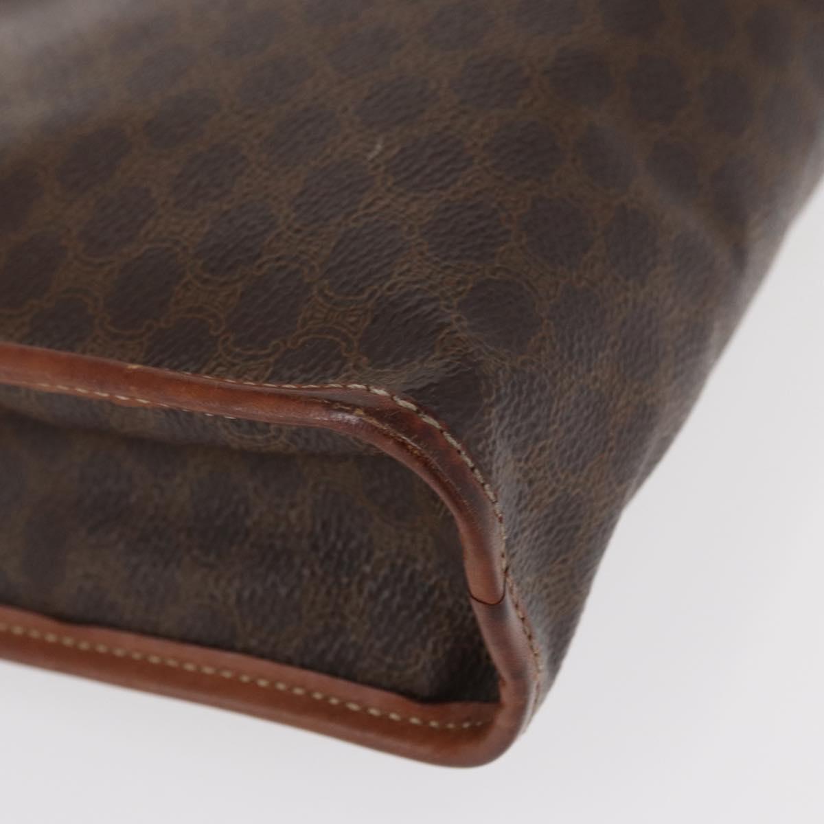 CELINE Macadam Canvas Clutch Bag PVC Leather Brown Gold Auth bs31209