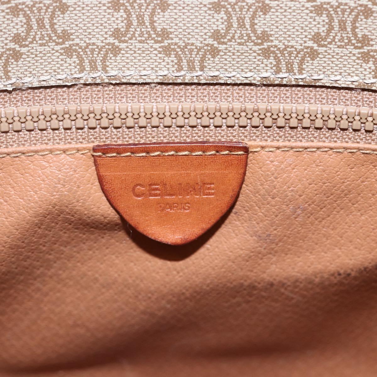 CELINE Macadam Canvas Shoulder Bag PVC Beige Gold Auth bs31210