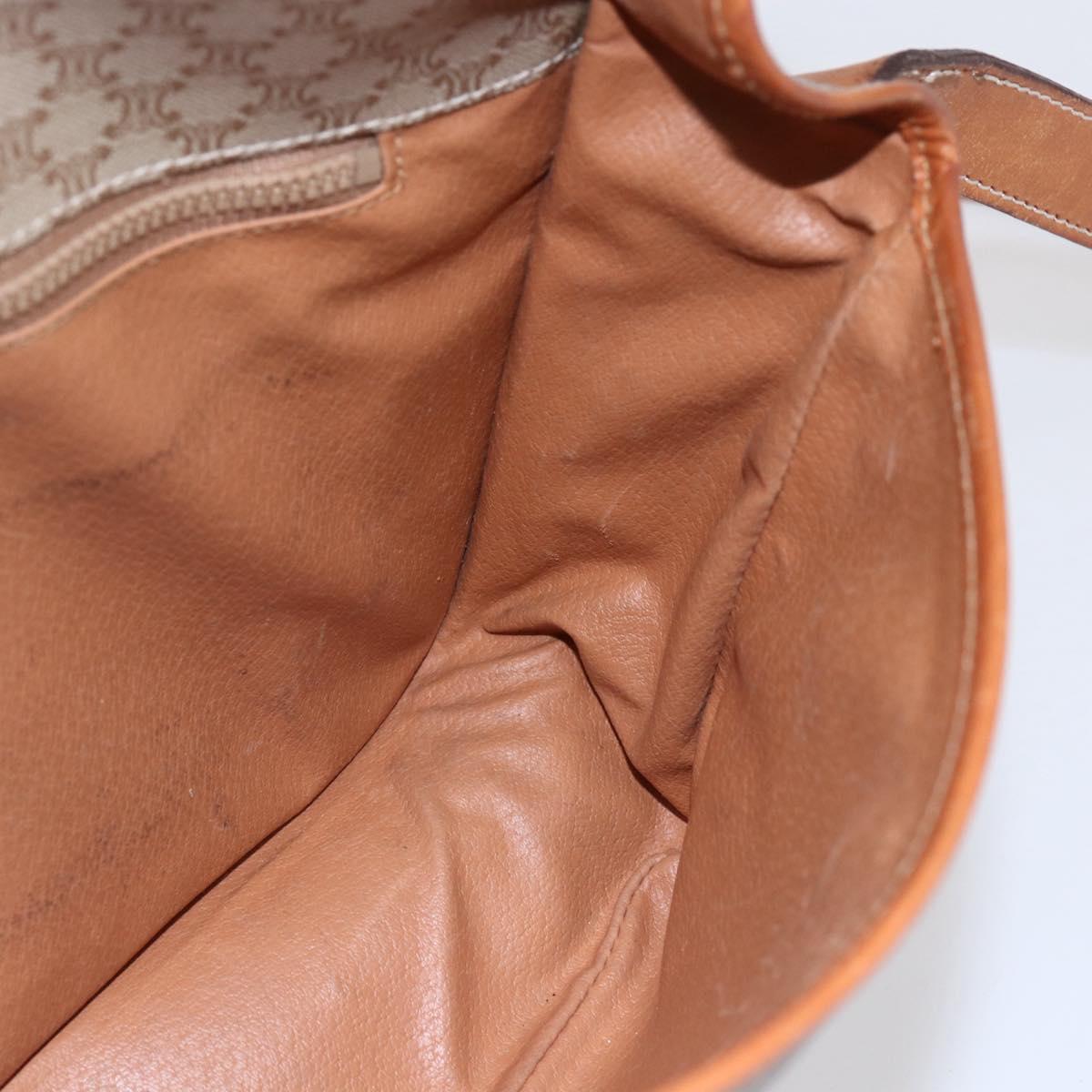 CELINE Macadam Canvas Shoulder Bag PVC Beige Gold Auth bs31210