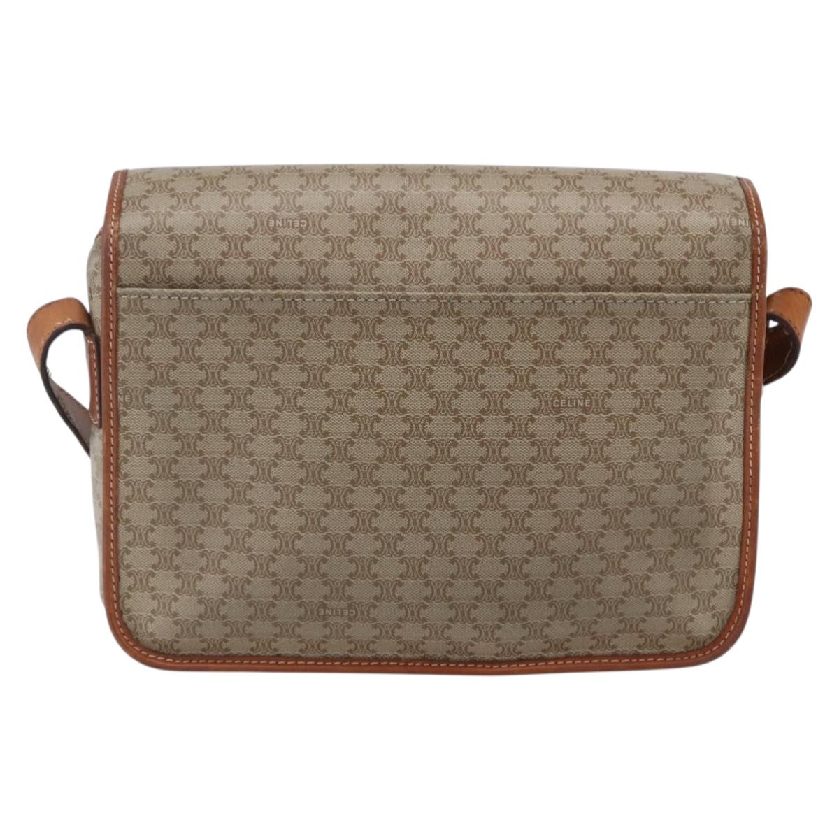 CELINE Macadam Canvas Shoulder Bag PVC Beige Gold Auth bs31210