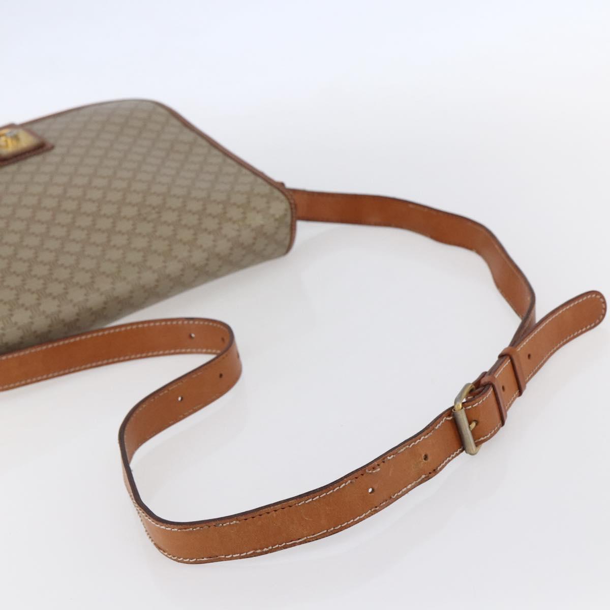 CELINE Macadam Canvas Shoulder Bag PVC Beige Gold Auth bs31210