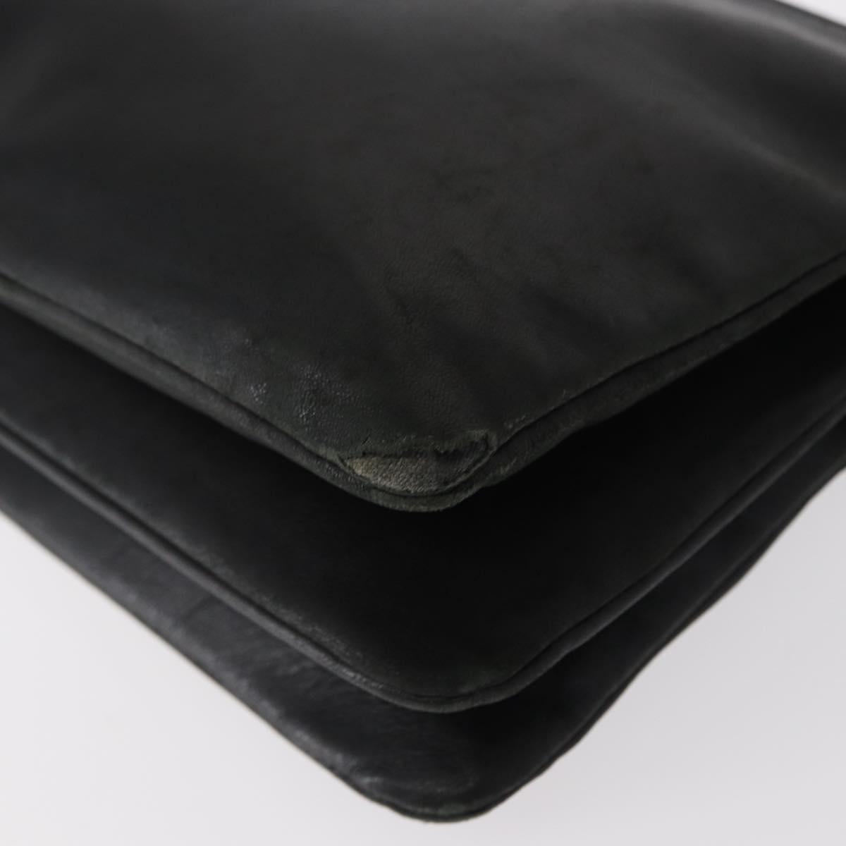 CELINE Trio Small Shoulder Bag Leather Black Gold Auth bs31212