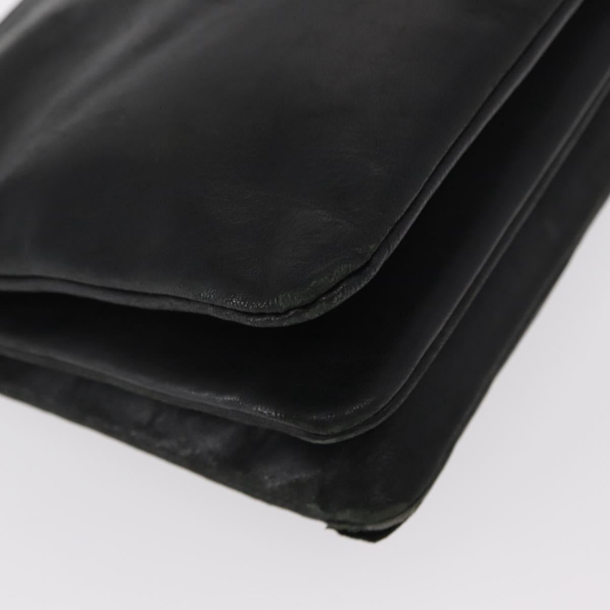 CELINE Trio Small Shoulder Bag Leather Black Gold Auth bs31212