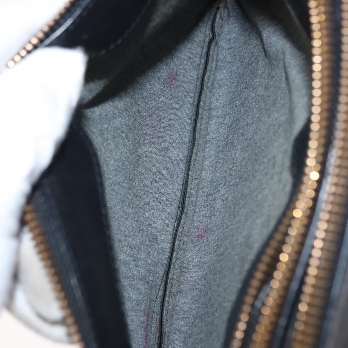 CELINE Trio Small Shoulder Bag Leather Black Gold Auth bs31212