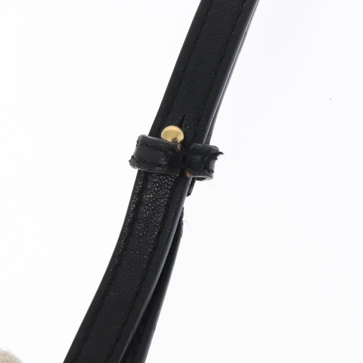 CELINE Trio Small Shoulder Bag Leather Black Gold Auth bs31212