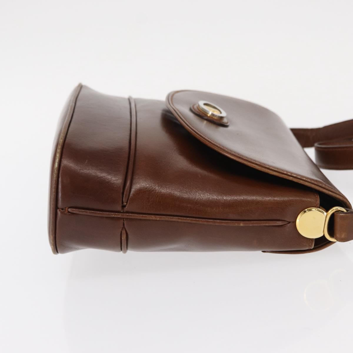 CELINE Shoulder Bag Leather Brown Gold Auth bs31214