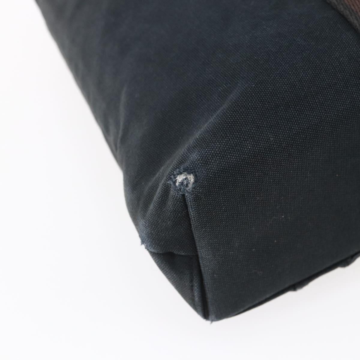 HERMES Toroca Horizontal MM Hand Bag Canvas Black Brown Auth bs31217