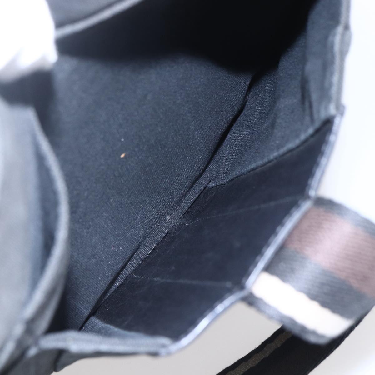 HERMES Toroca Horizontal MM Hand Bag Canvas Black Brown Auth bs31217