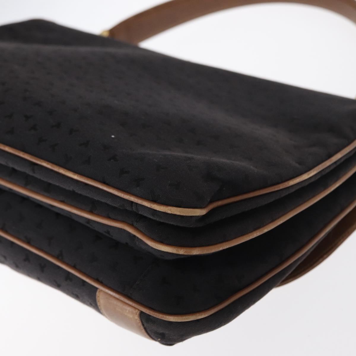 TIFFANY&Co. Hand Bag Canvas Leather Black Gold Auth bs31218