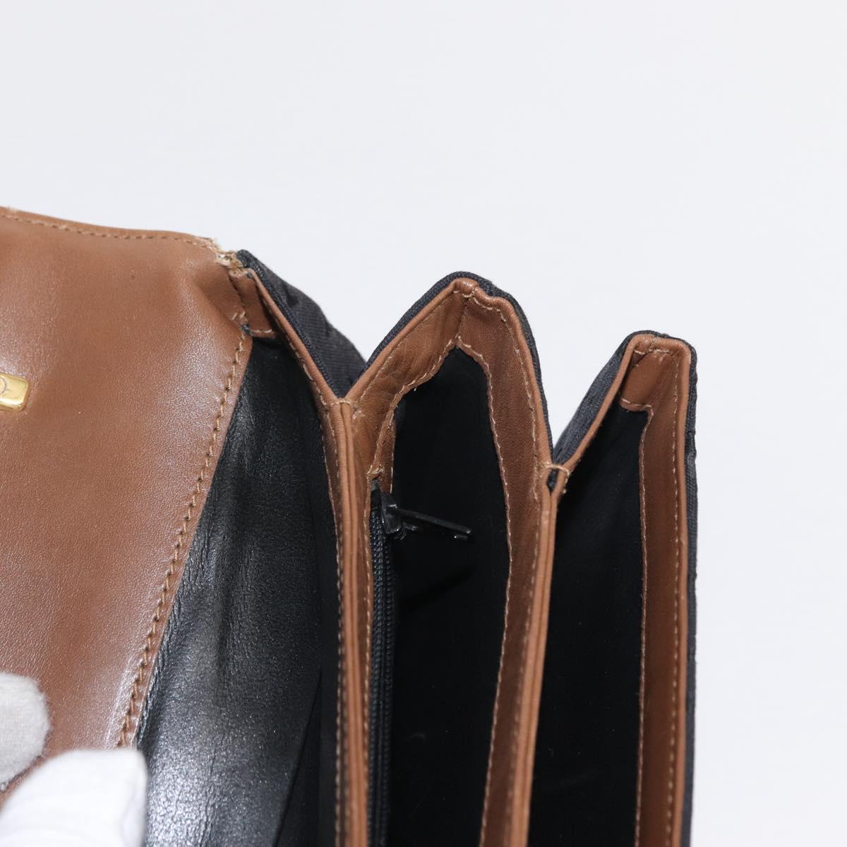 TIFFANY&Co. Hand Bag Canvas Leather Black Gold Auth bs31218