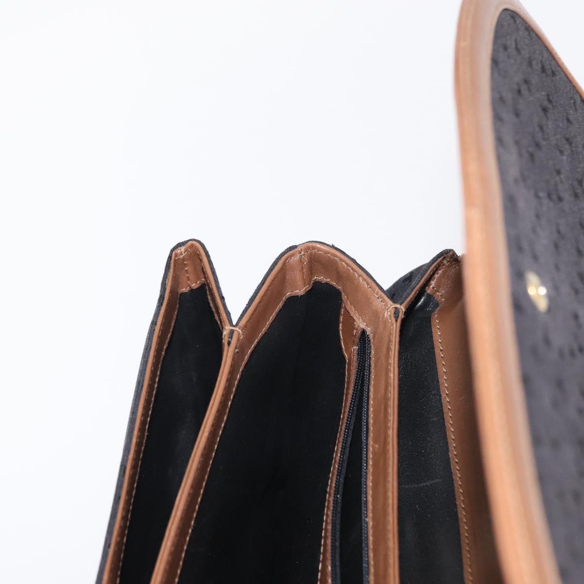 TIFFANY&Co. Hand Bag Canvas Leather Black Gold Auth bs31218