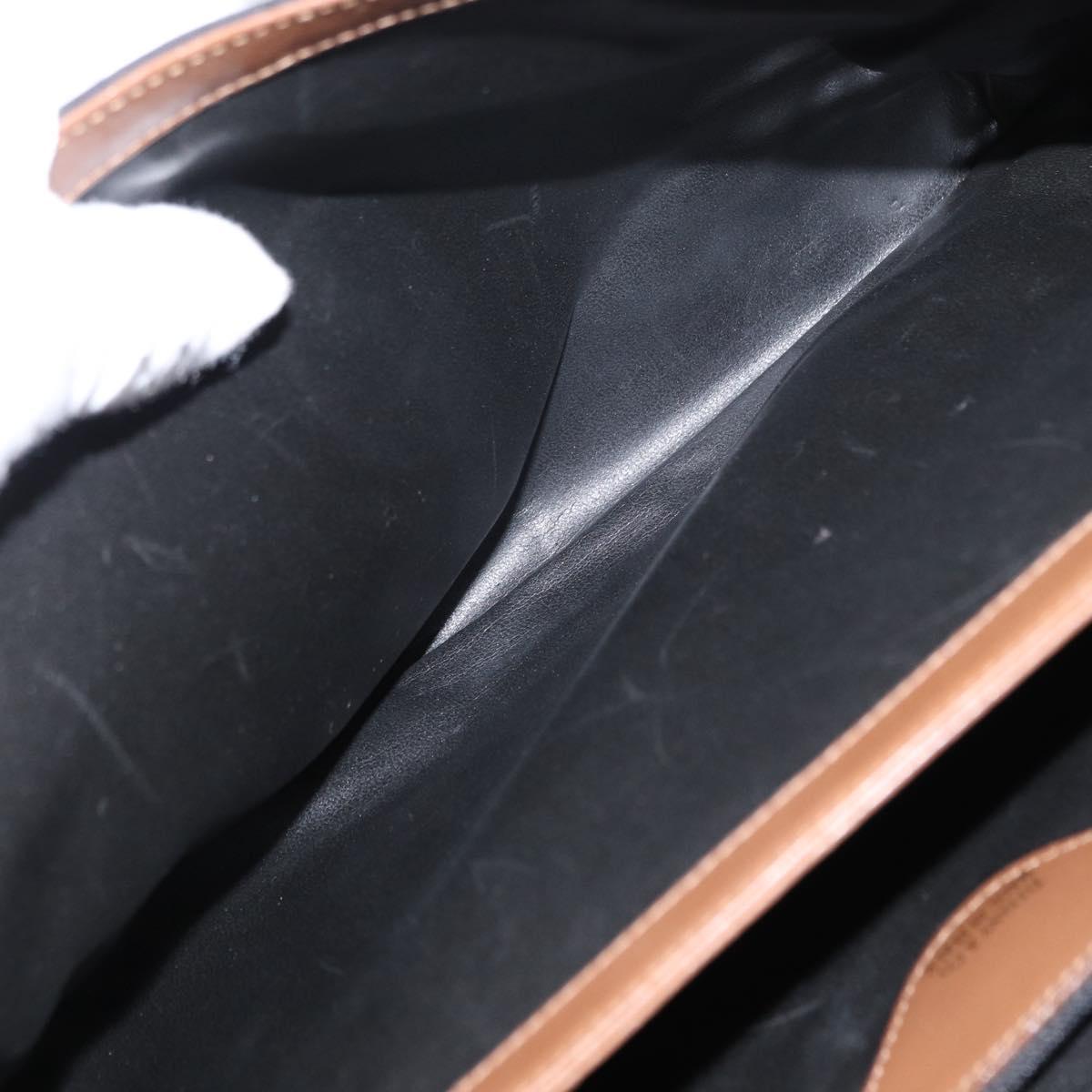 TIFFANY&Co. Hand Bag Canvas Leather Black Gold Auth bs31218