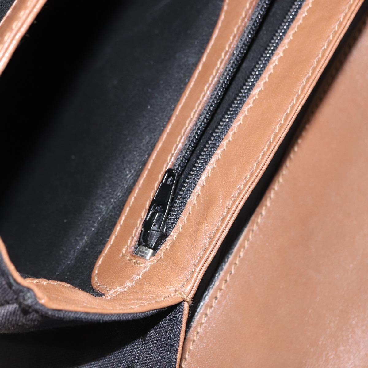 TIFFANY&Co. Hand Bag Canvas Leather Black Gold Auth bs31218