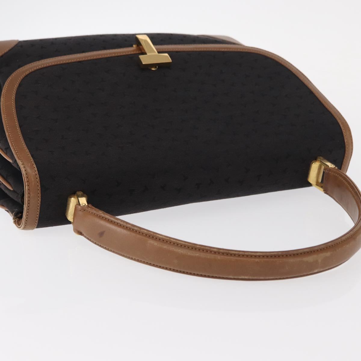 TIFFANY&Co. Hand Bag Canvas Leather Black Gold Auth bs31218