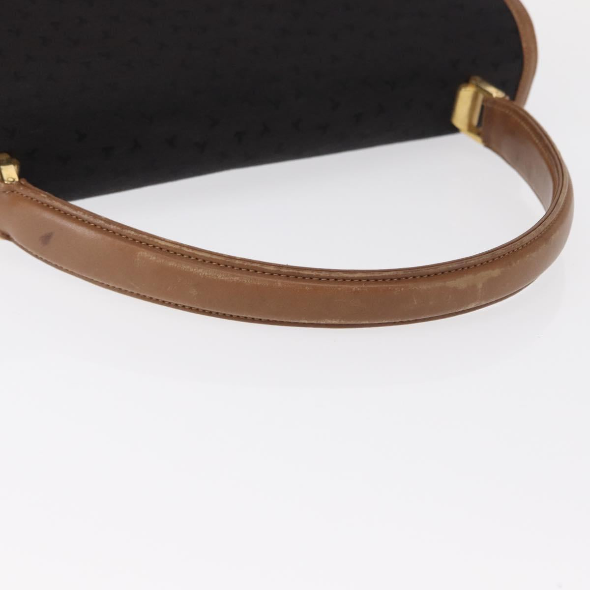 TIFFANY&Co. Hand Bag Canvas Leather Black Gold Auth bs31218