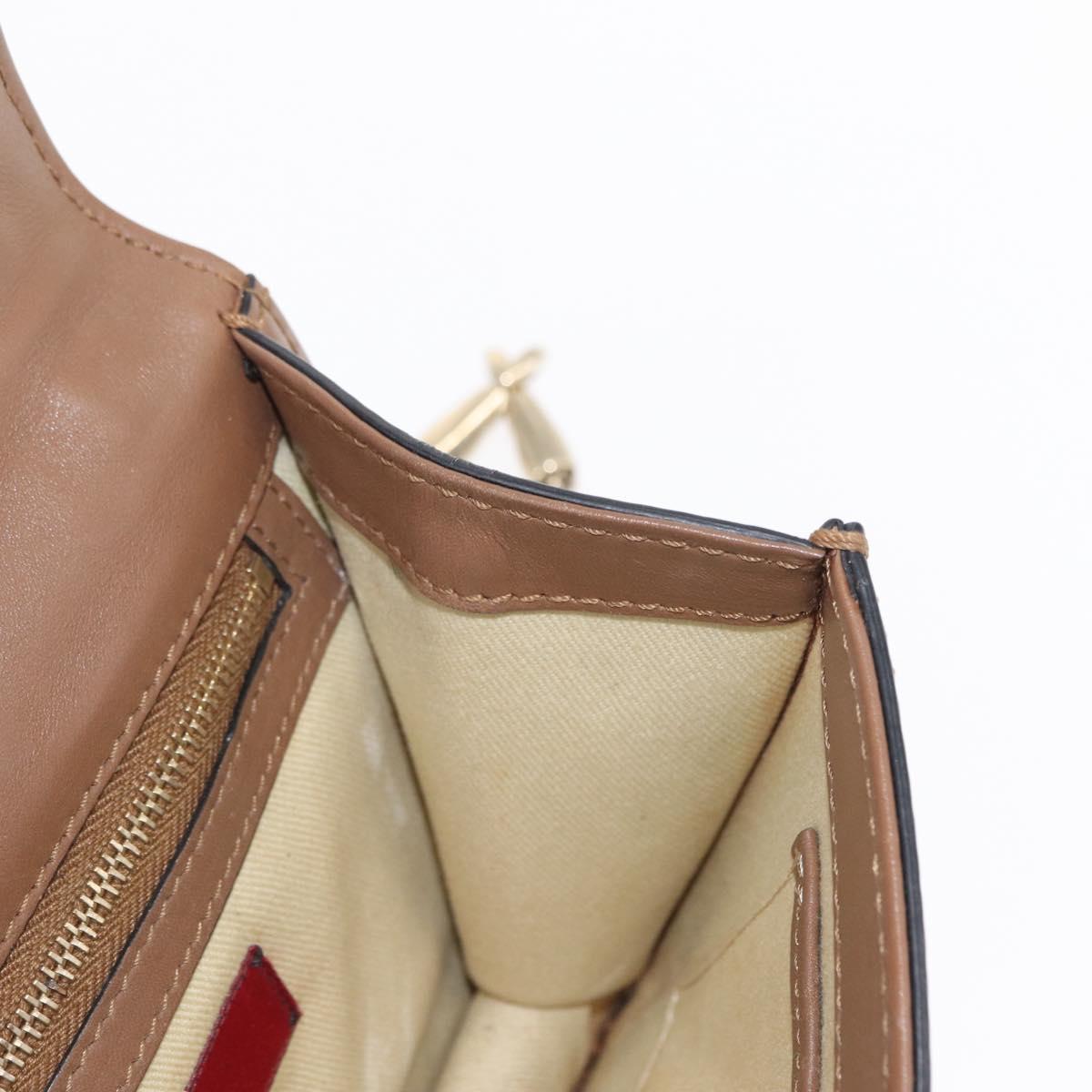 VALENTINO Studs Chain Shoulder Bag Leather Brown Gold Auth bs31220