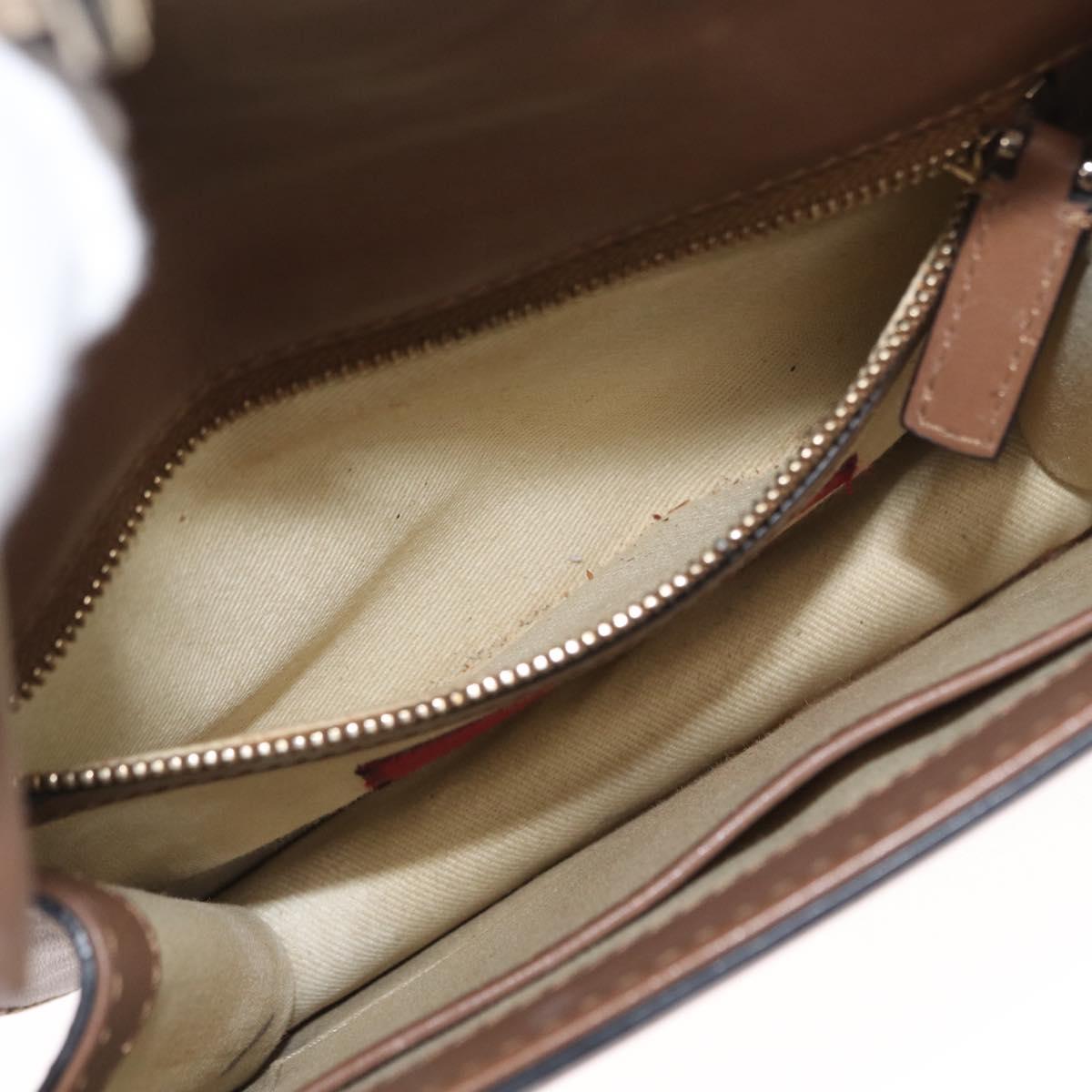 VALENTINO Studs Chain Shoulder Bag Leather Brown Gold Auth bs31220