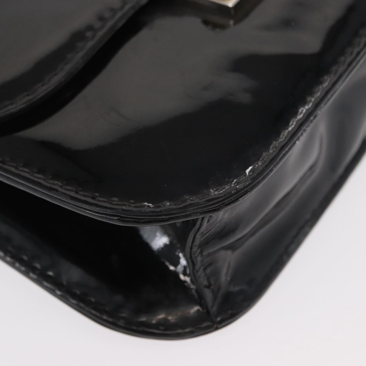 VALENTINO Studs Chain Shoulder Bag Enamel Black Silver Auth bs31222