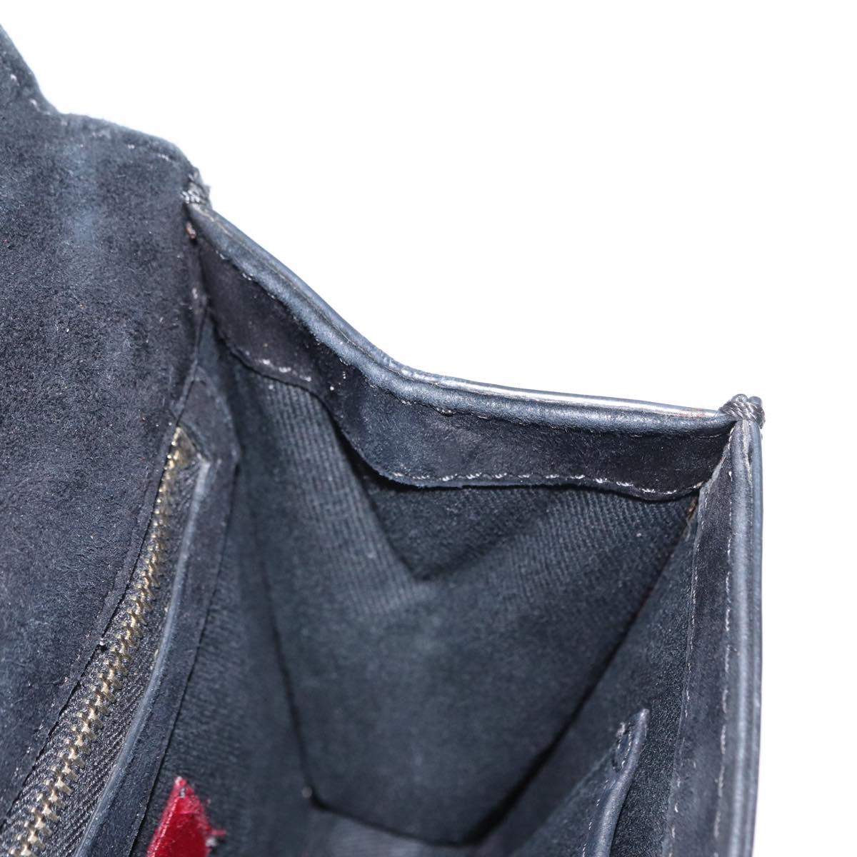 VALENTINO Studs Chain Shoulder Bag Enamel Black Silver Auth bs31222