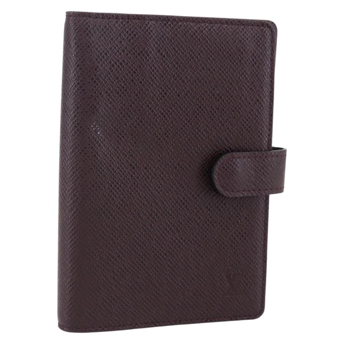 LOUIS VUITTON Taiga Agenda PM Day Planner Cover Acajou R20416 LV Auth bs31257