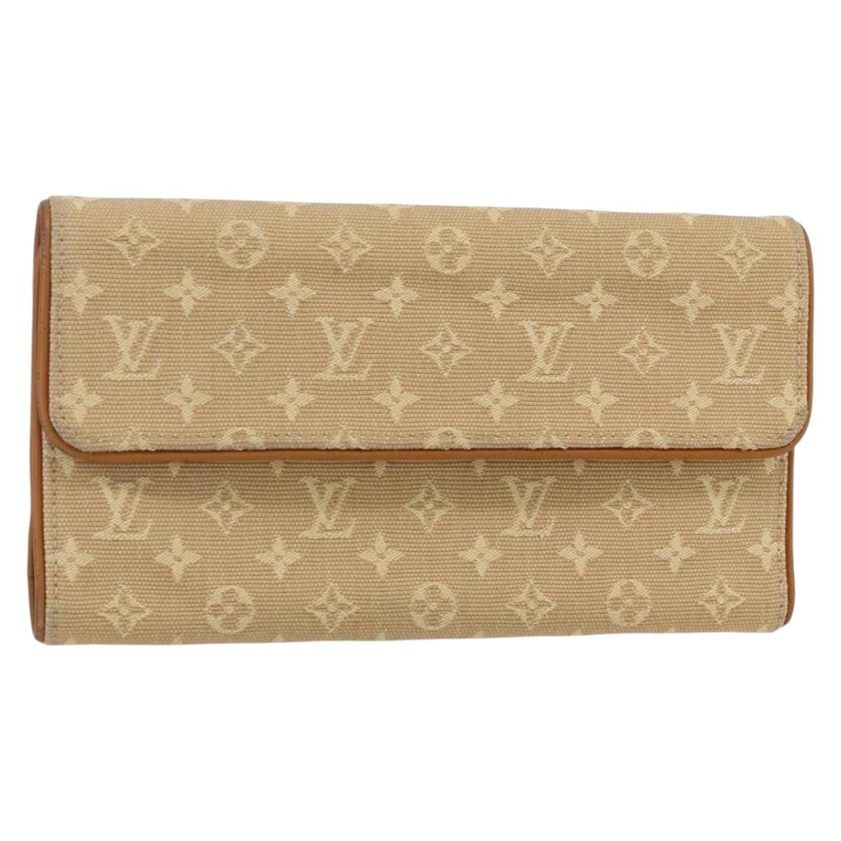 LOUIS VUITTON Monogram Mini Lin Porte Tresor Wallet Beige M92444 LV Auth bs31259