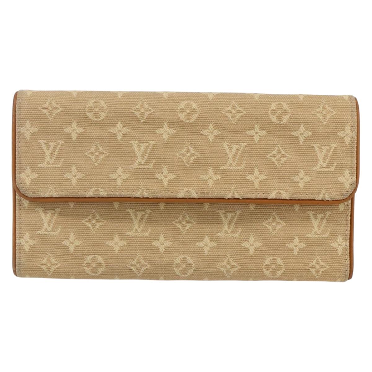 LOUIS VUITTON Monogram Mini Lin Porte Tresor Wallet Beige M92444 LV Auth bs31259